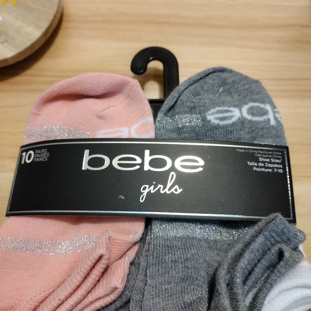 Bebe Girls 10 Pair Multi-Pack Socks Shoe Size 7-10 NWT 🩷